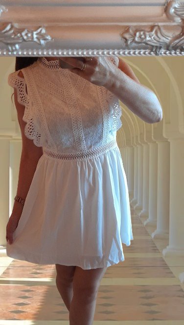 Dámské bílé krajkové letní šaty, l