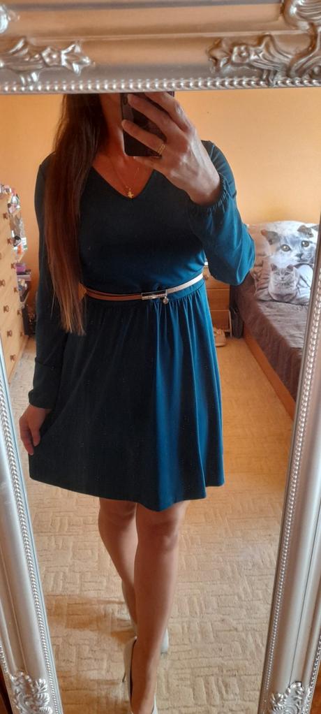 Smaragdové elegantní šaty s dlouhým rukávem, esmara,40