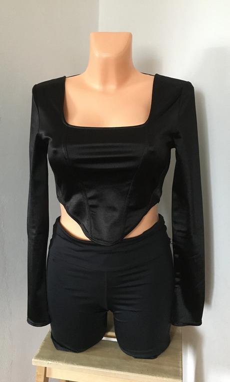 Vel. 36 černý společenský crop top, h&m,36