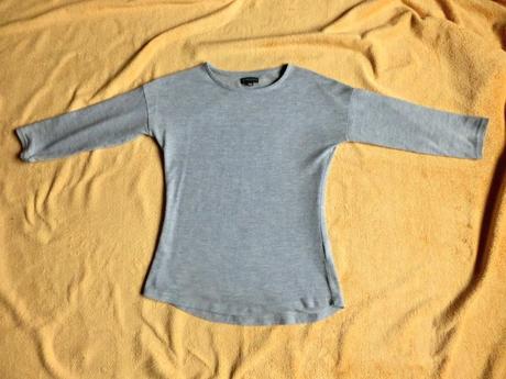 Šedé úpletové basic tričko tříčtvrteční rukávy gre, s