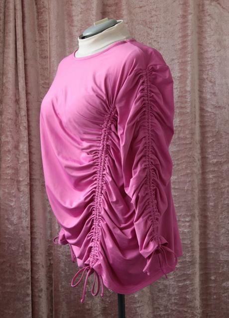 Růžové nařasené tričko xxxl, 5xl