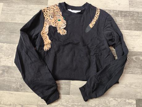 Croptop leopardí mikina krátká, dámská 36/s, topshop,s