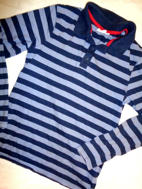 Modré pruhované tričko s límečkem 158/164, boys,158