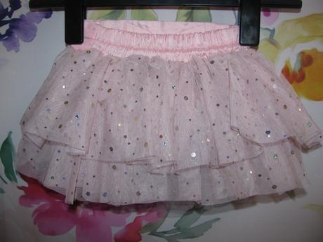 Růžová tylová sukně s třpytkami, f&f,86