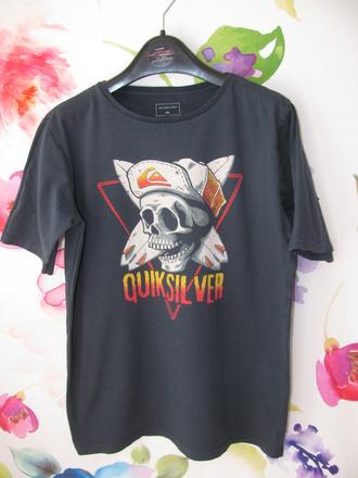 Dětské tmavě modré bavlněné tričko s lebkou, quiksilver,158