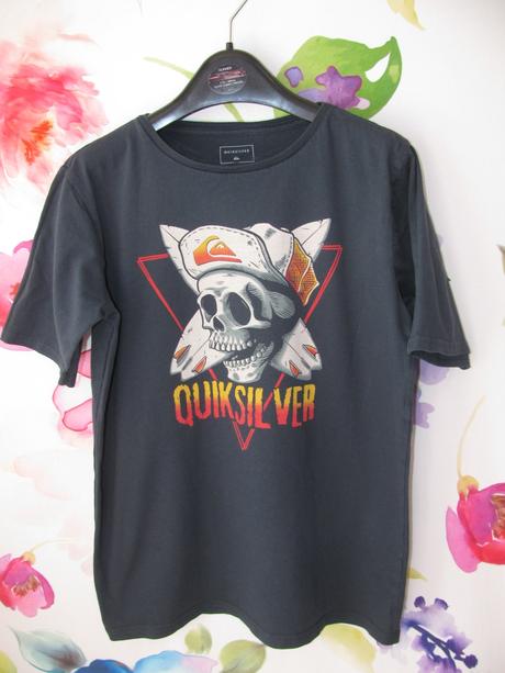 Dětské tmavě modré bavlněné tričko s lebkou, quiksilver,158