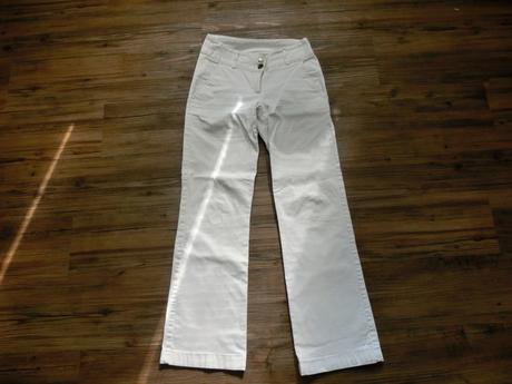 Bílé proužkované pruhované kalhoty flame 36, s