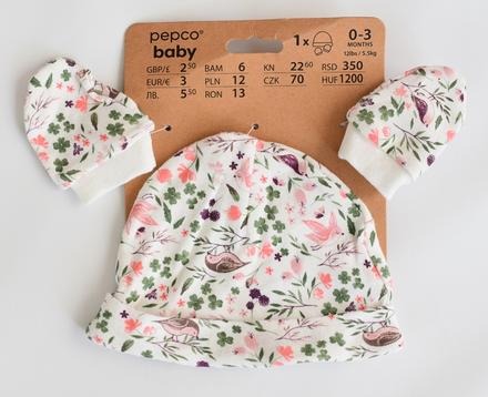 Set - čepička, rukavičky vel. 0 - 3 m, pepco,62