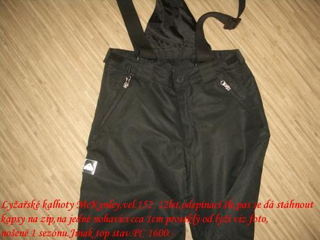Lyžařské kalhoty vel.12let 152 mckinley, mckinley,152
