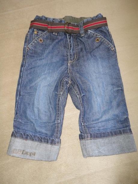 Vypodložené riflíky z h+m, vel. 9-12 měsíců, h&m,80