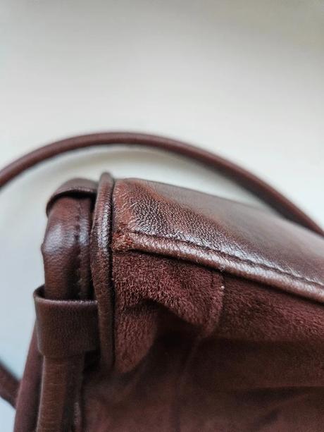 Tmavě hnědá kožená kabelka broušená kůže vintage, 