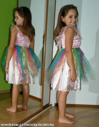 Karnevalové růžové šaty duhová víla,