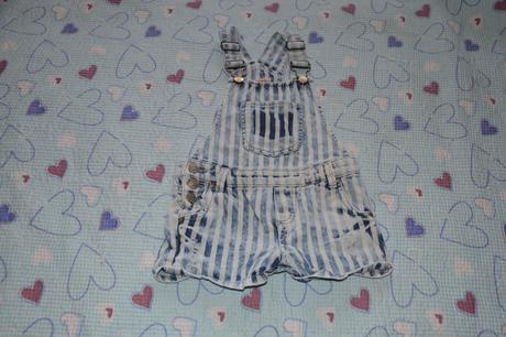 Stylově oprané lacláče, laclové kalhoty kraťasy, 104