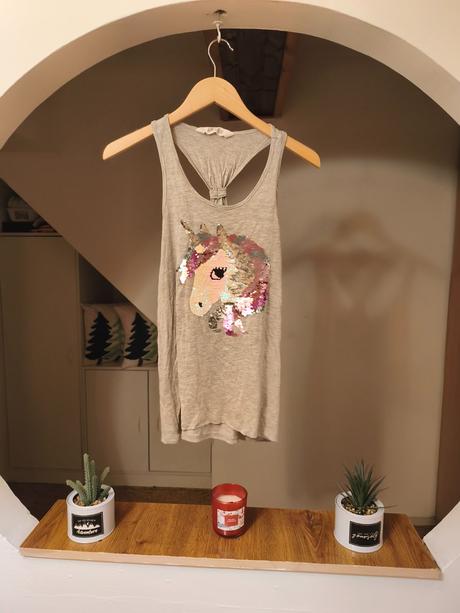Top tílko s jednorožcem unicorn 158/164, s/m, h&m,170