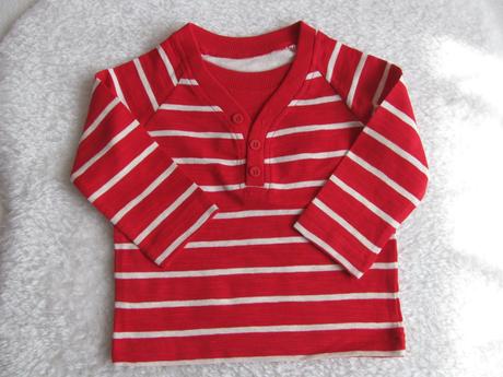Červené bavlněné tričko s bílým pruhem v.3-6 měs., george,68