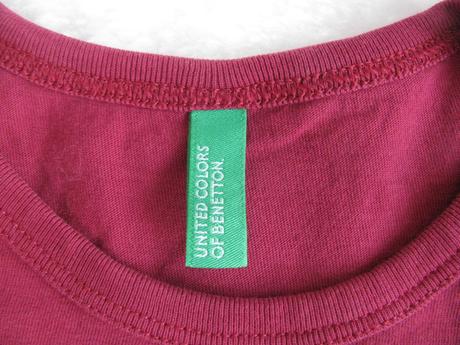 Vínově červené bavlněné tričko s nápisem benetton, benetton,128