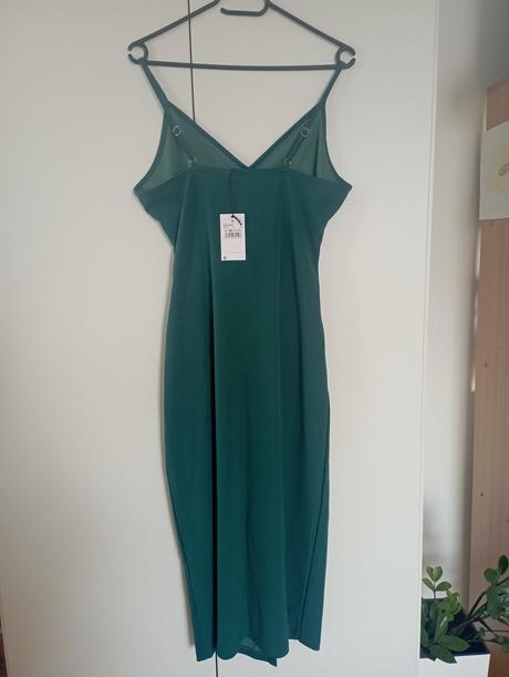 Nabírané šaty s rozparkem lesní zeleň, gate,38 / m