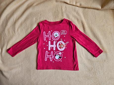 Vánoční tričko triko ho ho ho červené dlouhý rukáv, f&f,92
