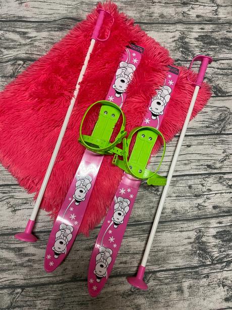 Dívčí plastové lyže a hůlky sulov 70cm, <70 cm