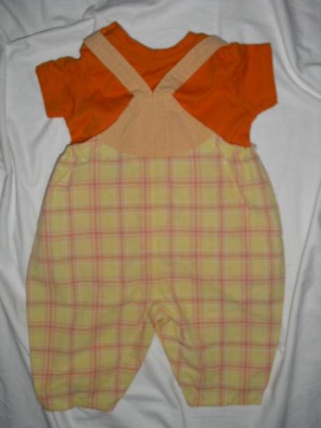 Krásný letní komplet káro laclíků a oranž trička, marks & spencer,68