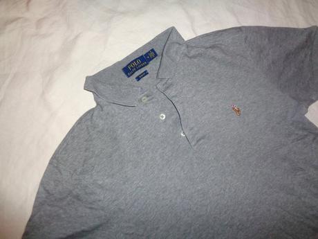 Šedé límečkové tričko ralph lauren, ralph lauren,m