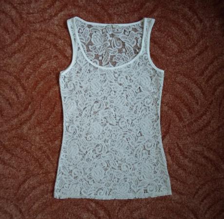 Bílé krémové krajkové tričko triko tílko, calliope,s