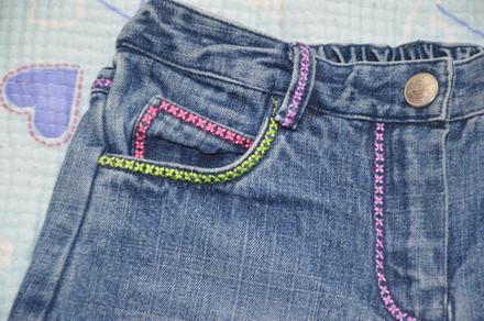 110 116 122 džínová sukně s okrasným stehem, 116