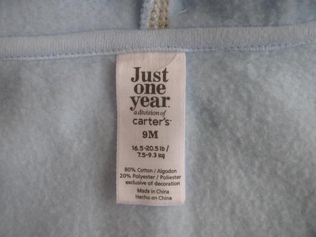 Modrá mikina s kapucí s medvídkem, carter's,74