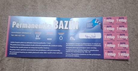 Vstupy na bazén olomouc (permanentka), 