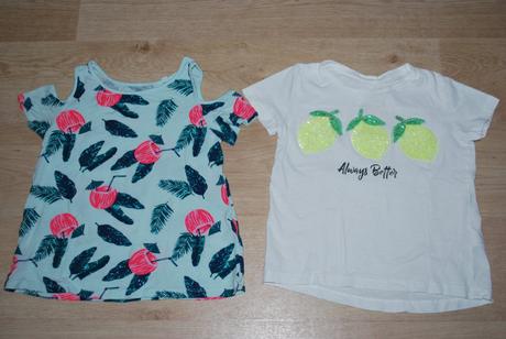 2x triko tričko třpytivé, c&a,128