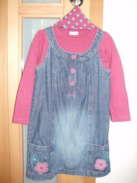 Džínsová šatová suknička + tričko, cherokee,104