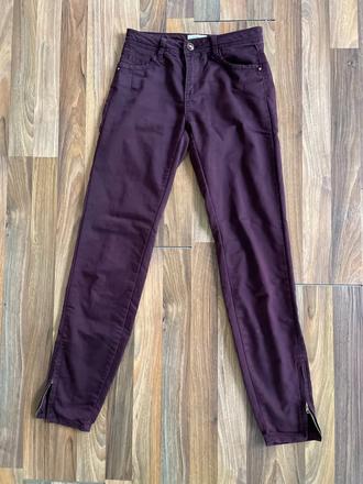 Vínové kalhoty, vel xs, pull and bear, pull&bear,xs