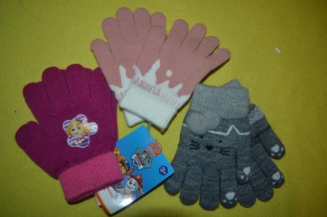 3x rukavice dívčí 4-6 let,, 110 / 116 / 122