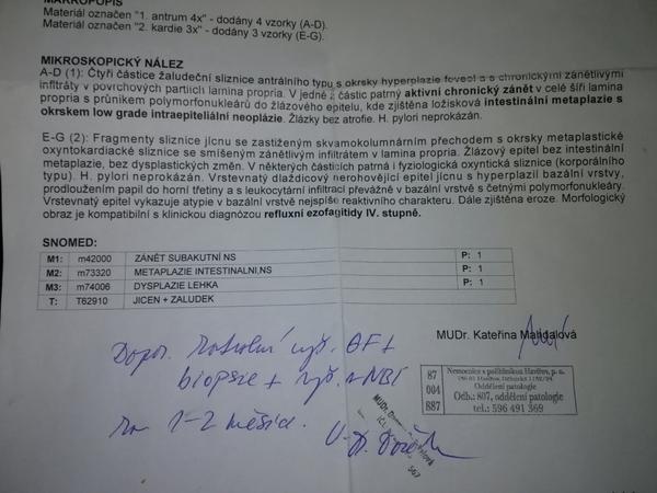 Lékařská zpráva - gastro