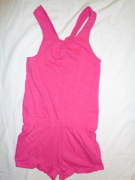 Krásný bavlněný sytě růžový letní overal 134/140, pepperts,134