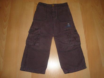 Kalhoty zateplené - šedo-fialové, vel. 98, 98