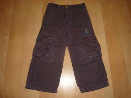 Kalhoty zateplené - šedo-fialové, vel. 98, 98