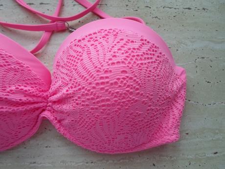 Růžové krajkové plavky plavková podprsenka, new yorker,m