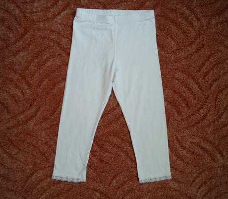 Bílé 3/4 legíny s krajkou, h&m,146