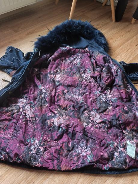 Džínová bunda parka kabát desigual xs/s, desigual,xs