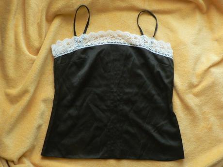 Tmavě hnědé krajkové saténové tílko košilka, dorothy perkins,s