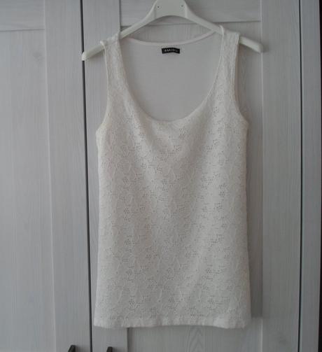 Bílé krajkové tričko tílko bílý top amisu, amisu,m