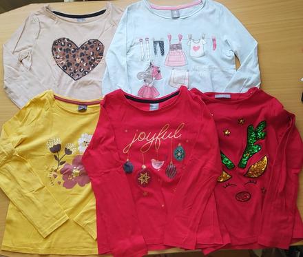 5 triček dlouhý rukáv, pepco,134