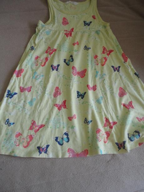 Žluté šaty hm, vel. 6-8 let s motýly, h&m,122