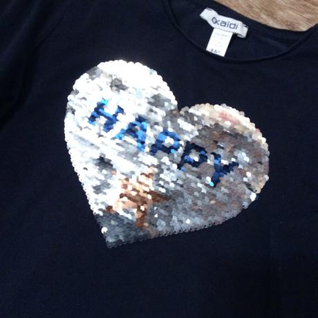 Tričko s překlápěcími flitry se srdíčkem, 128