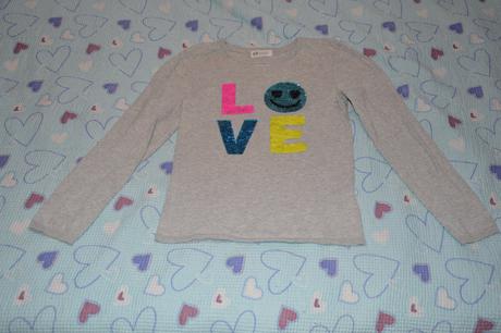 146 152 šedý bavlněný svetřík s měnícím obrázkem, h&m,146