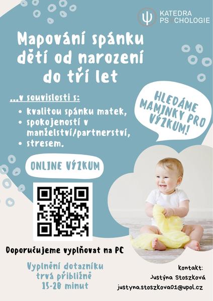 Dotazník pro maminky tříletých dětí - Výzkum spánku u dětí