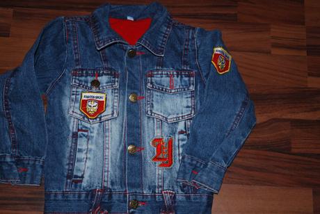 Riflová bunda s nápisy, 98