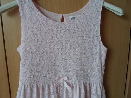Růžové krajkové šaty šatičky, h&m,146