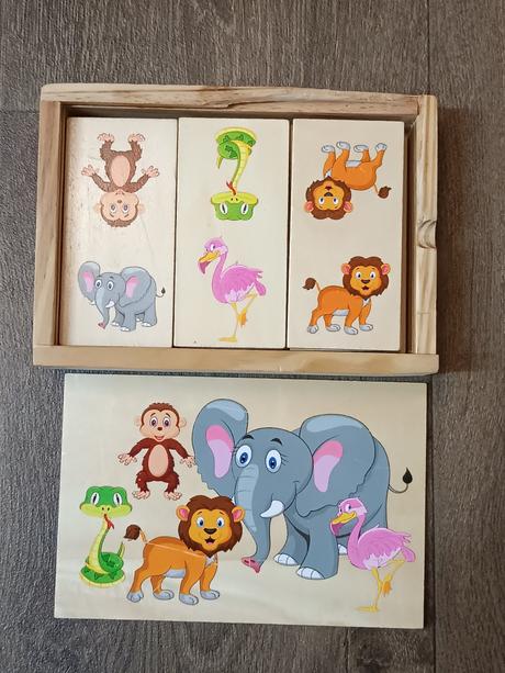 2xdřevěné domino,1x dětské dřevěné pexeso,